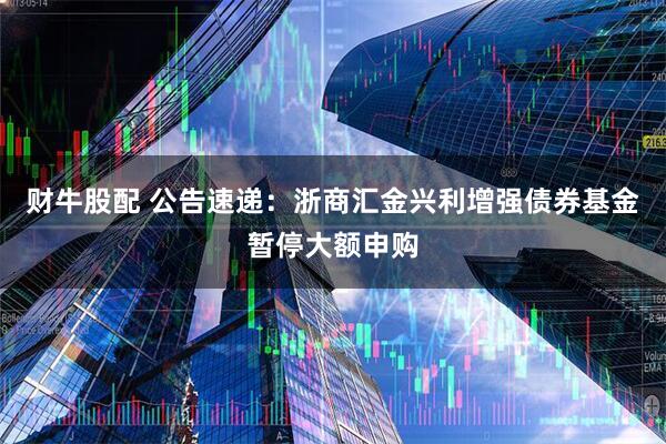 财牛股配 公告速递：浙商汇金兴利增强债券基金暂停大额申购